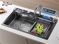 Современная Одномиска С Водопадом,304 Многофункциональная Кухонная Раковина Из Нержавеющей Стали Ручной Работы