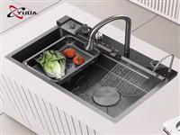 Многофункциональная Современная Одномиска С Водопадом,Кухонная Раковина,Светодиодный Цифровой Дисплей,Кухонная Раковина